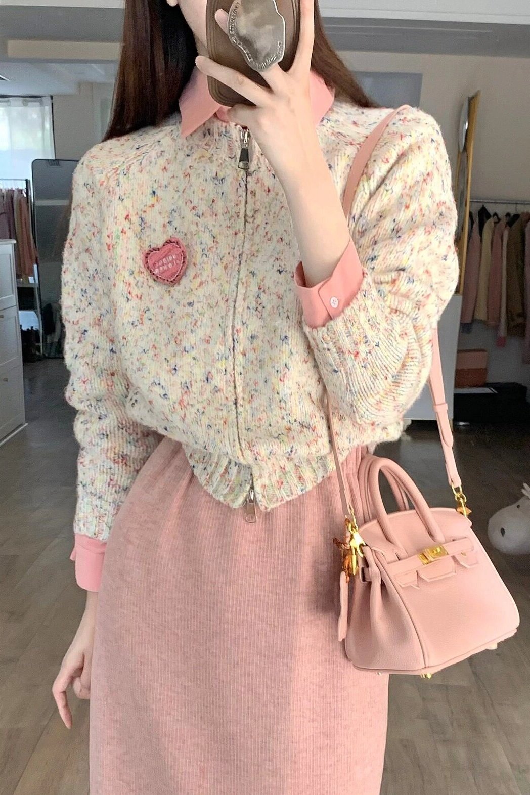 【outer】ファスナーニットカーディガンG22844