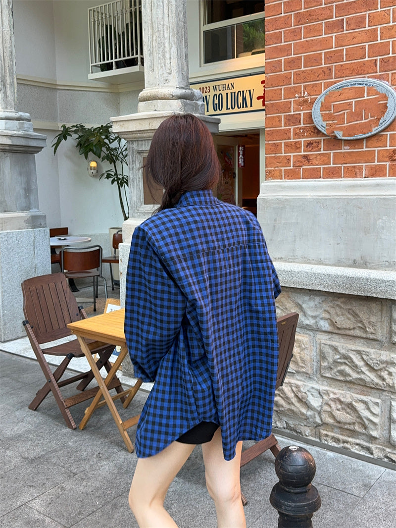 【tops】チェック柄長袖ブラウスG22845