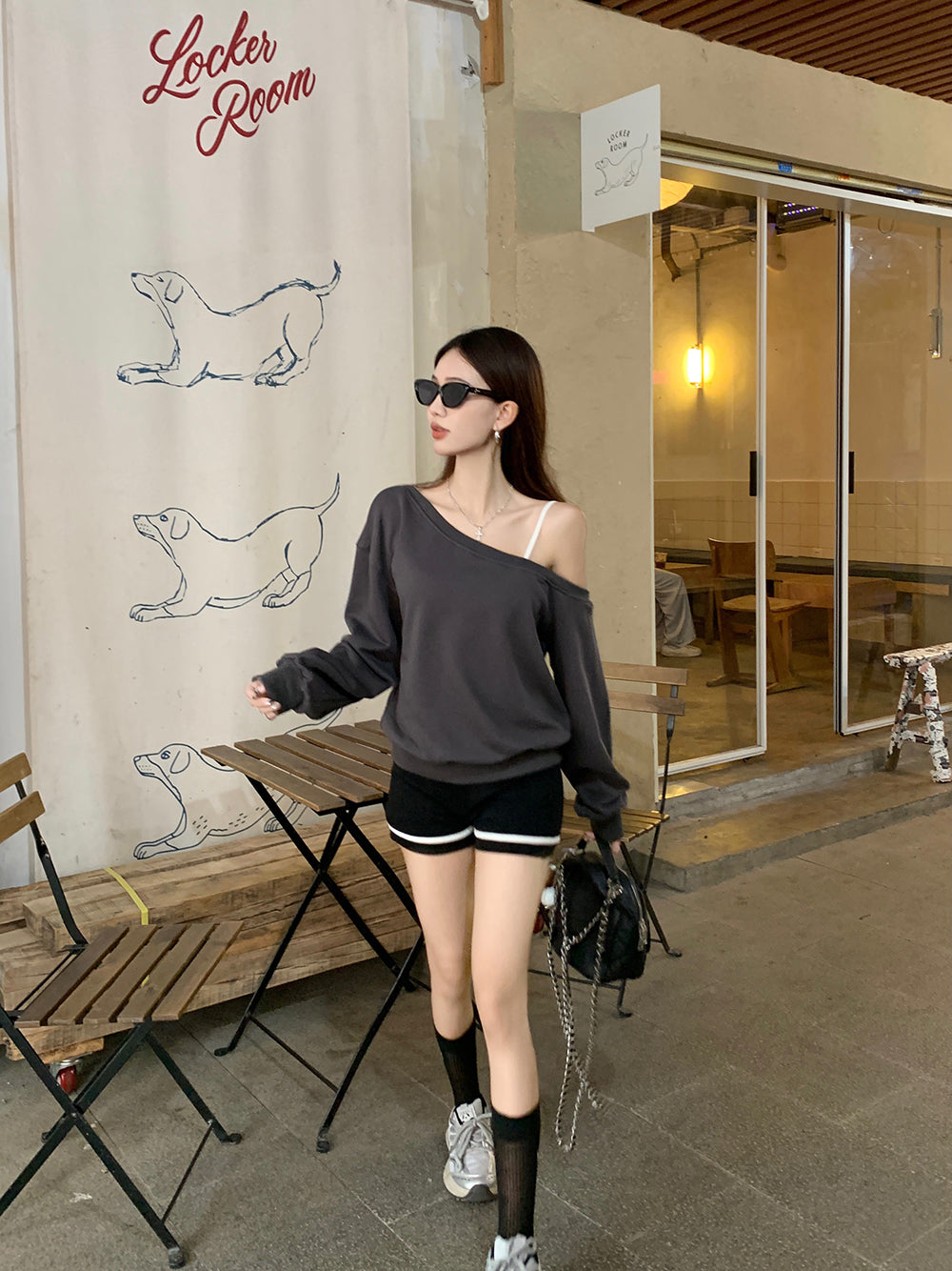 【tops】オブリークネックパーカーG22862