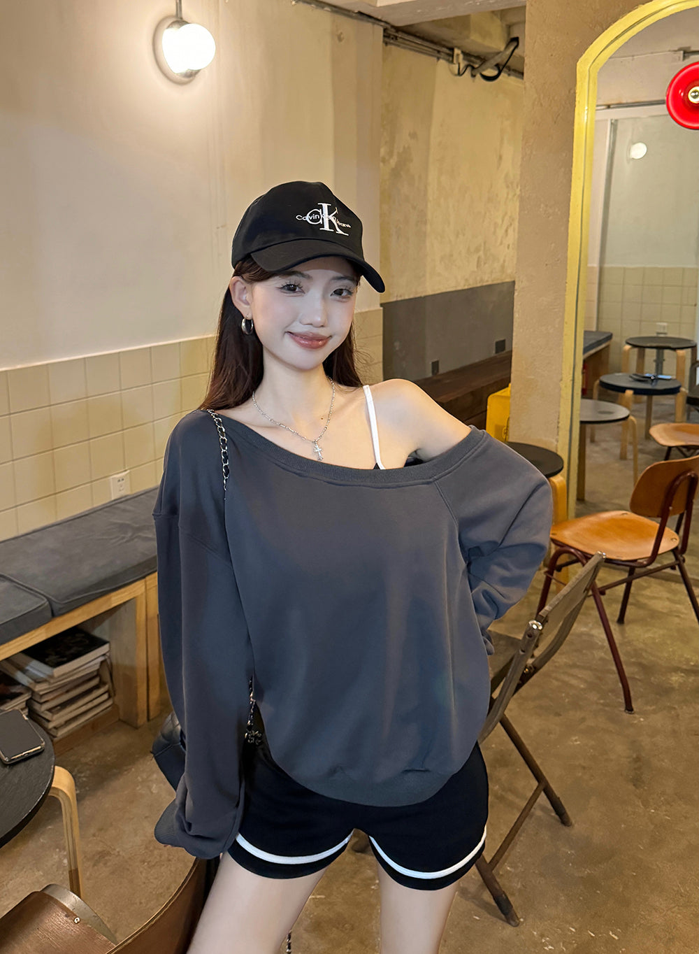 【tops】オブリークネックパーカーG22862