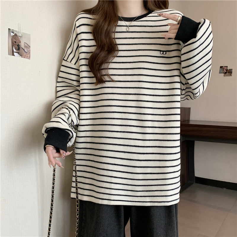 【tops】長袖ストライプ柄TシャツG22866
