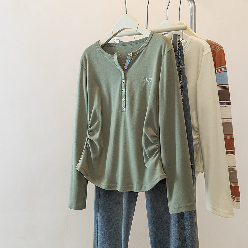 【tops】ギャザー長袖TシャツG22870