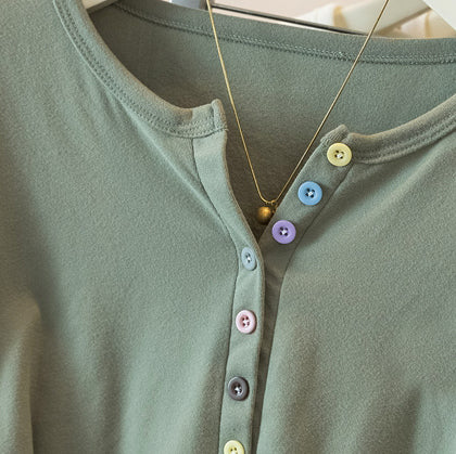 【tops】ギャザー長袖TシャツG22870