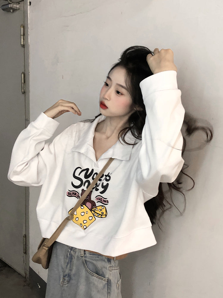 【tops】POLOネックプリントパーカーG22873