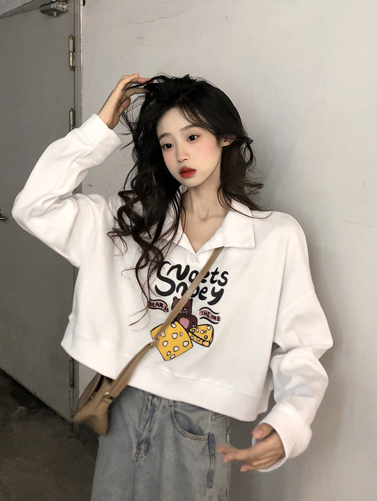 【tops】POLOネックプリントパーカーG22873