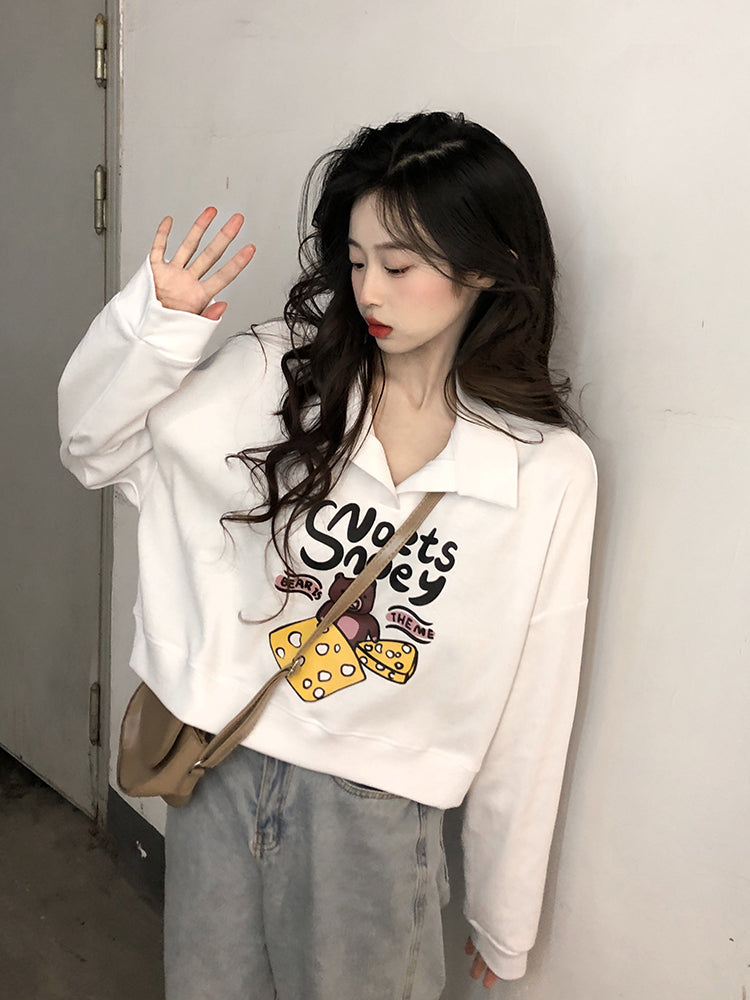 【tops】POLOネックプリントパーカーG22873