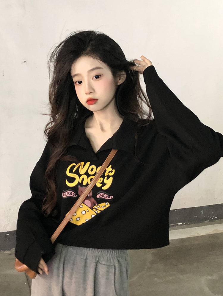 【tops】POLOネックプリントパーカーG22873