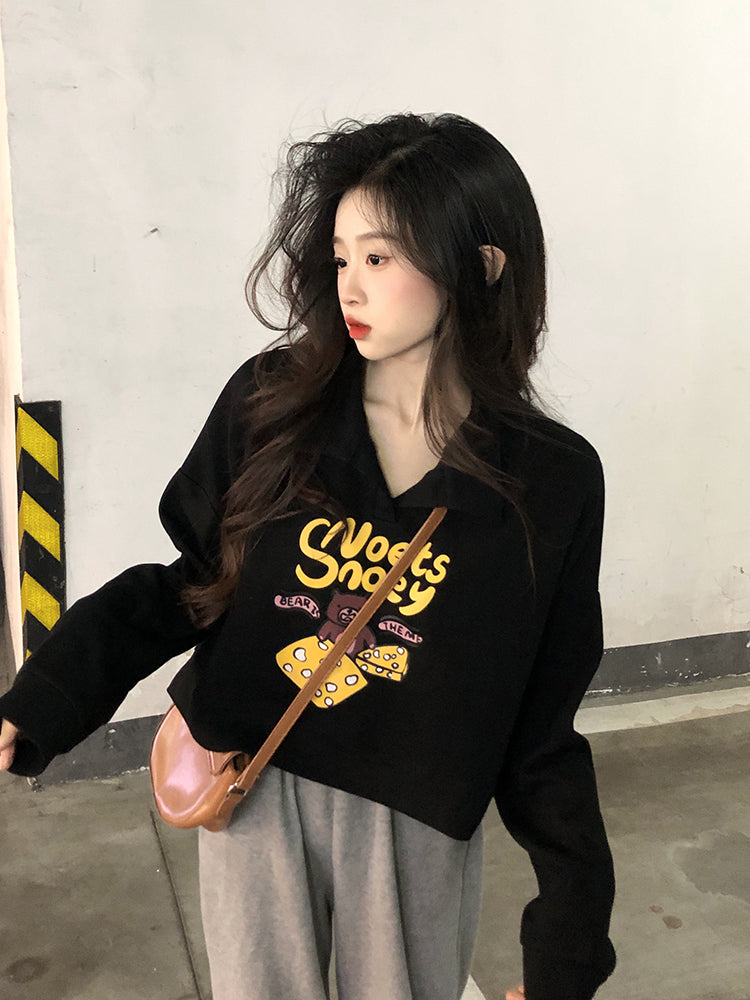 【tops】POLOネックプリントパーカーG22873