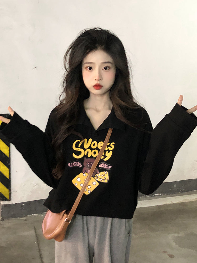 【tops】POLOネックプリントパーカーG22873