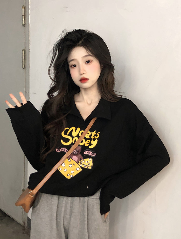【tops】POLOネックプリントパーカーG22873