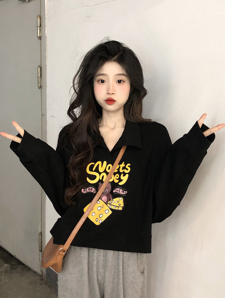 【tops】POLOネックプリントパーカーG22873