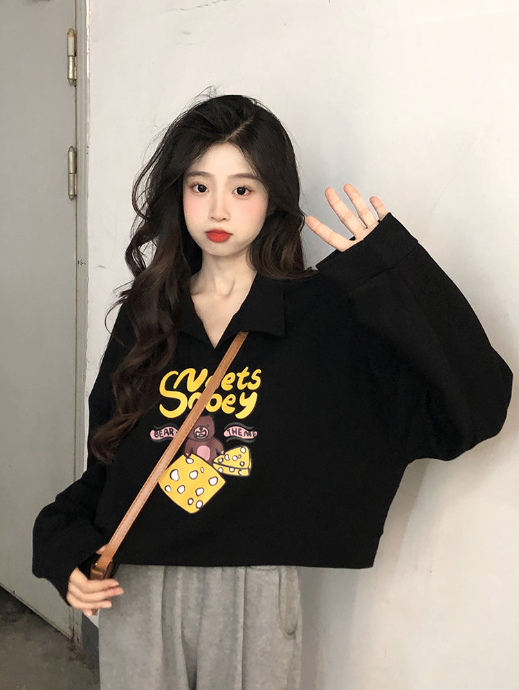 【tops】POLOネックプリントパーカーG22873
