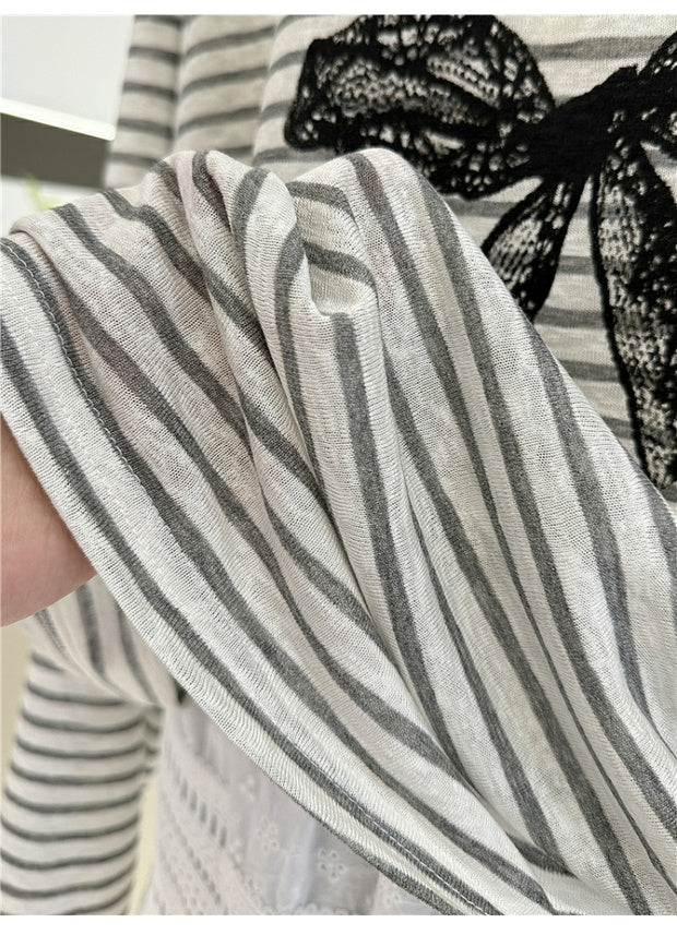 【tops】長袖ストライプ柄TシャツG22876