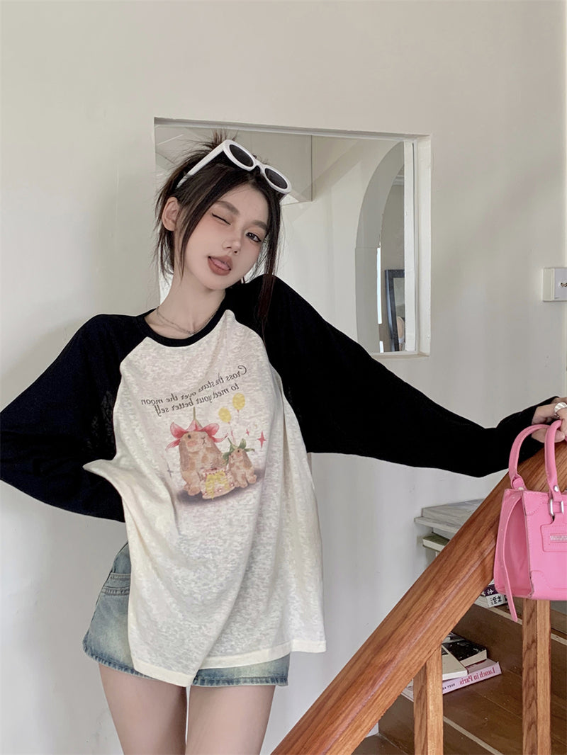 【tops】薄手ラグランスリーTシャツG22878