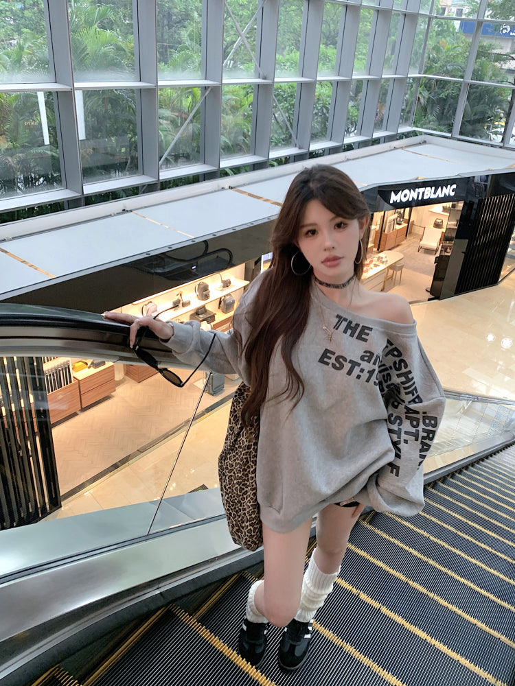 【tops】オブリークネック長袖パーカーG22890