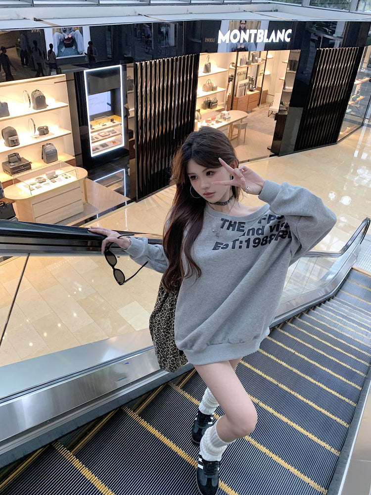 【tops】オブリークネック長袖パーカーG22890