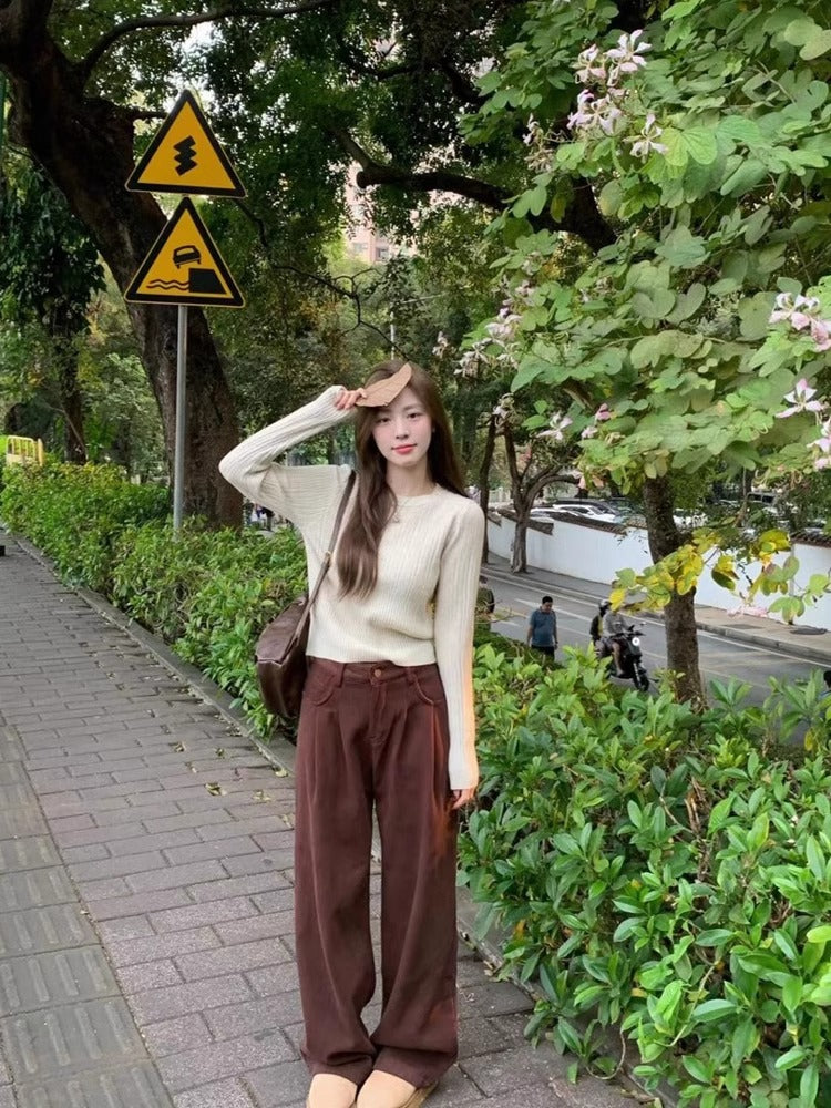 【tops】ラウンドネック長袖ニットG22899