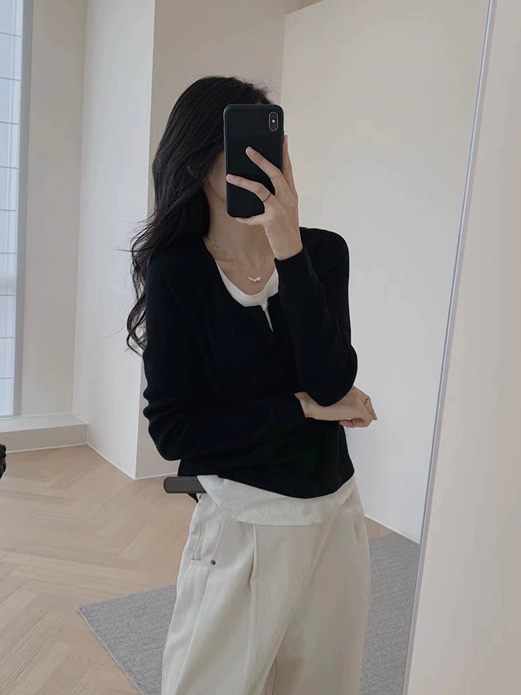 【tops】長袖偽二つ切り替えTシャツG22900