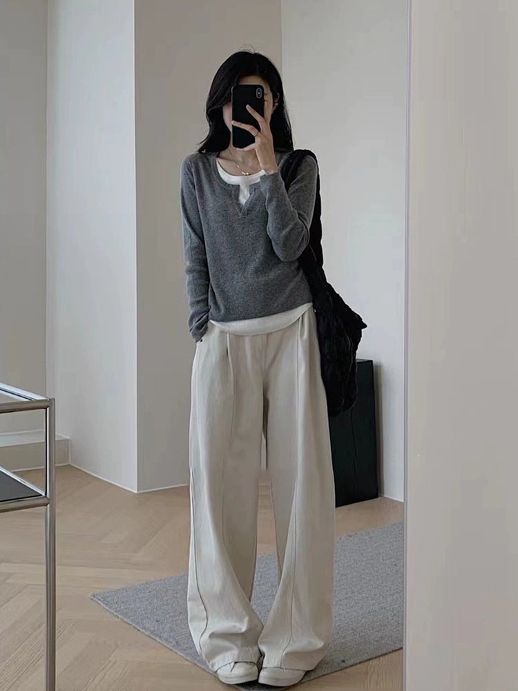 【tops】長袖偽二つ切り替えTシャツG22900
