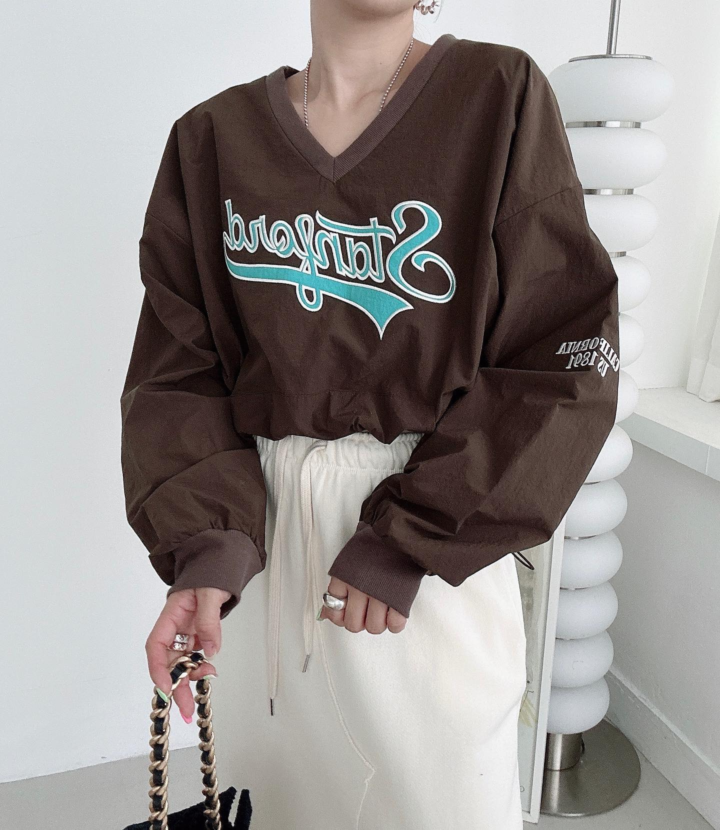 【tops】Vネック長袖パーカーG22907