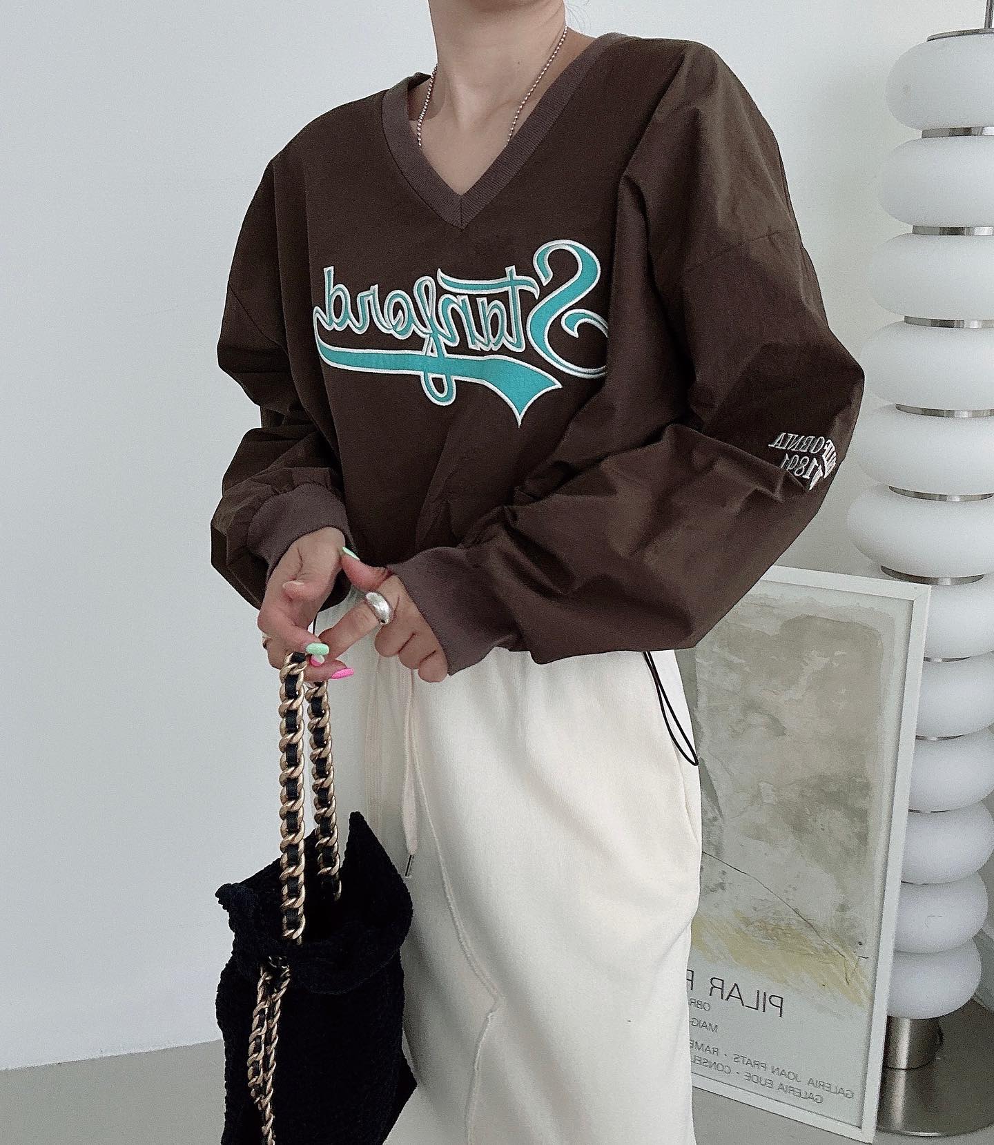 【tops】Vネック長袖パーカーG22907
