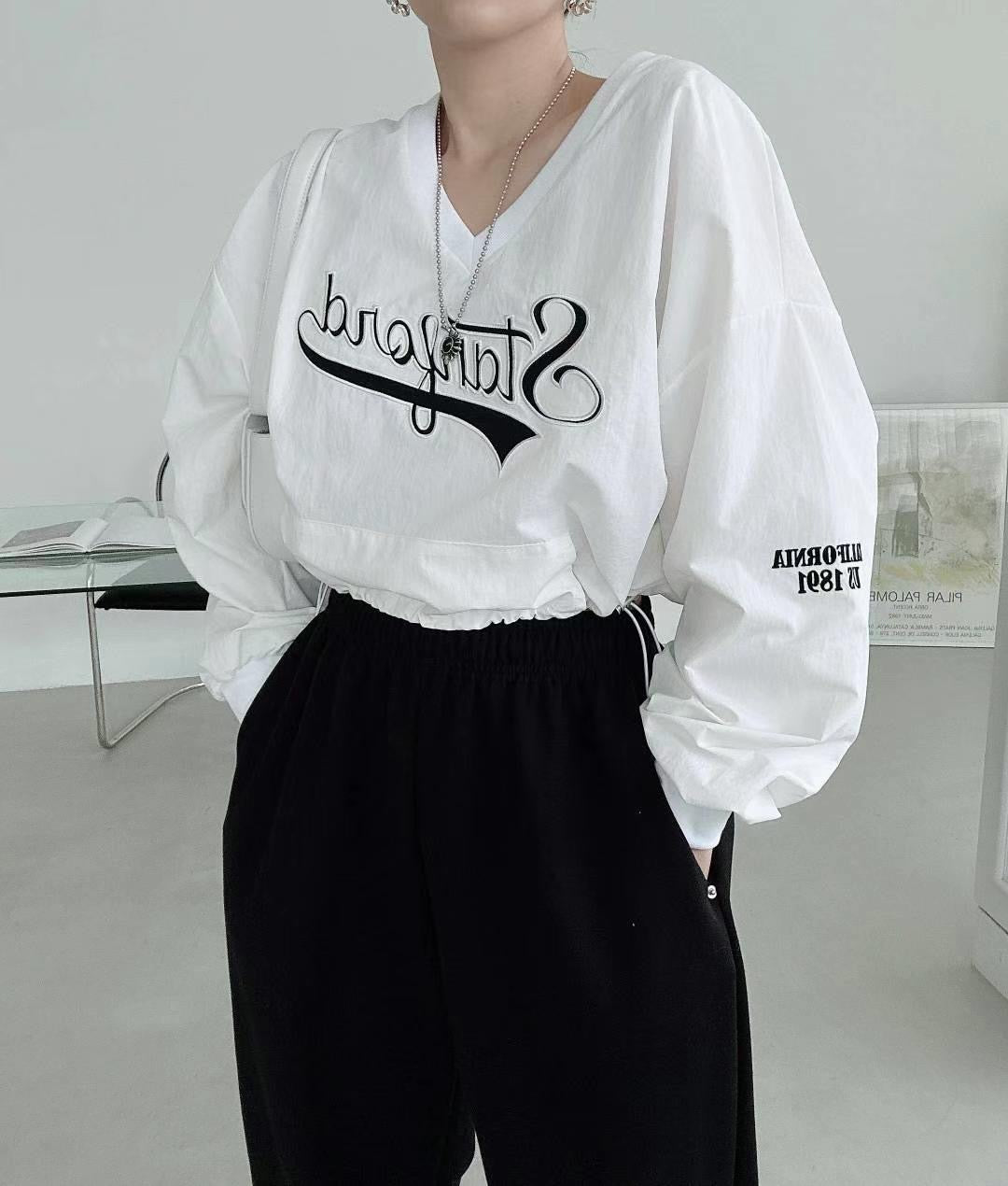 【tops】Vネック長袖パーカーG22907