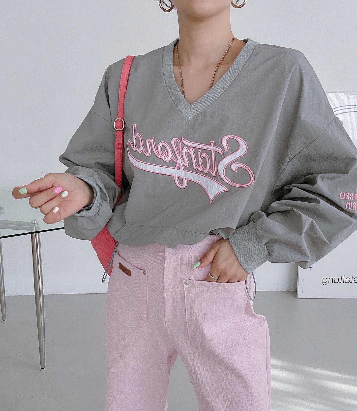 【tops】Vネック長袖パーカーG22907