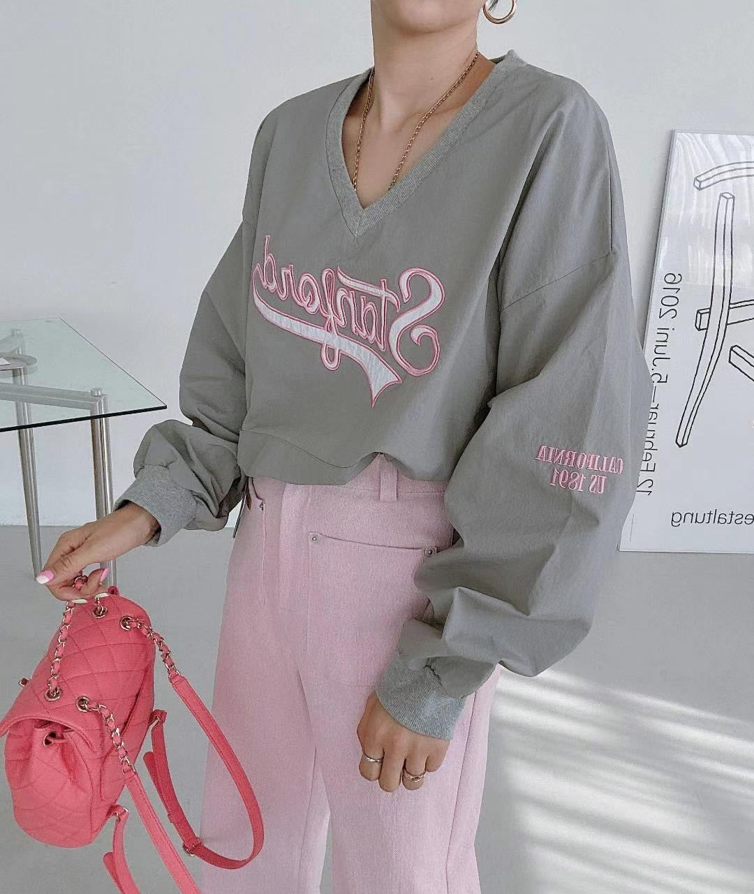 【tops】Vネック長袖パーカーG22907