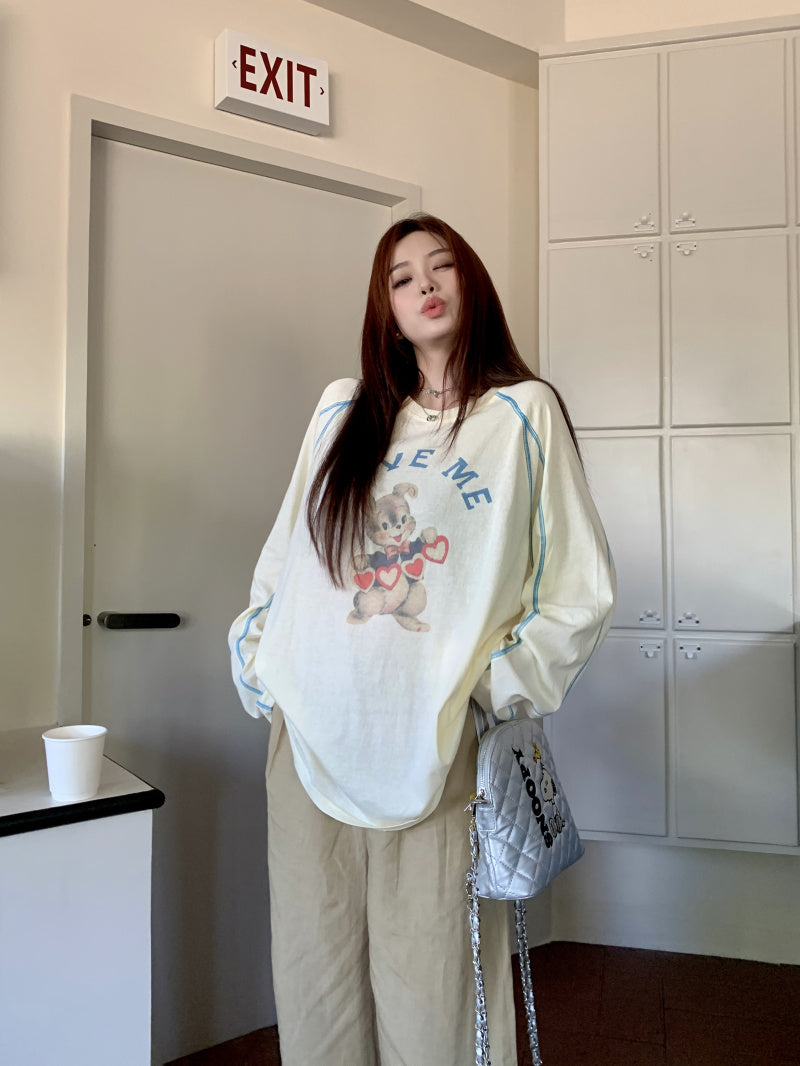 【tops】プリント長袖TシャツG22908