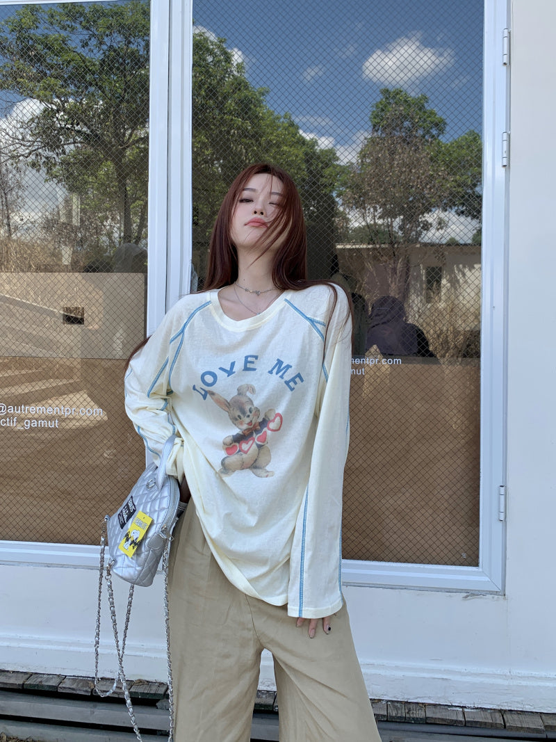 【tops】プリント長袖TシャツG22908