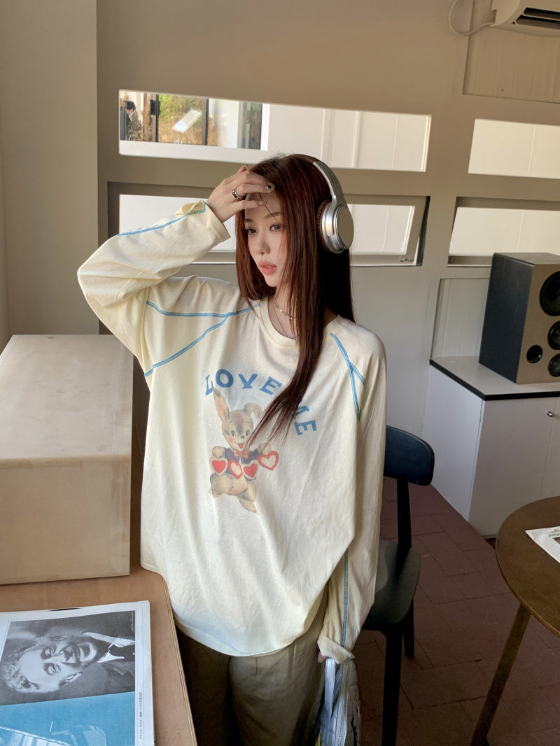【tops】プリント長袖TシャツG22908
