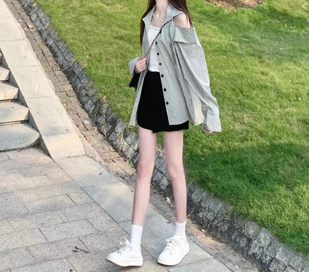 【tops】オープンショルダー長袖ブラウスG22923