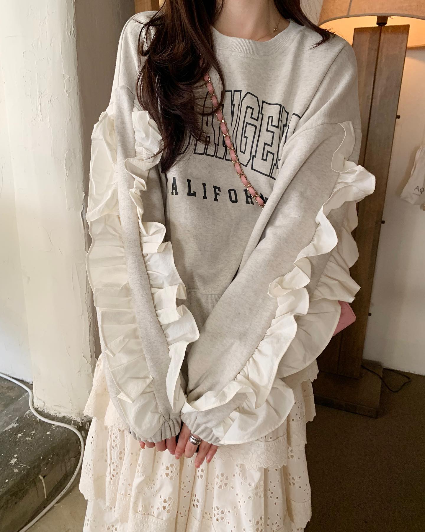 【tops】ギャザー長袖パーカーG22930