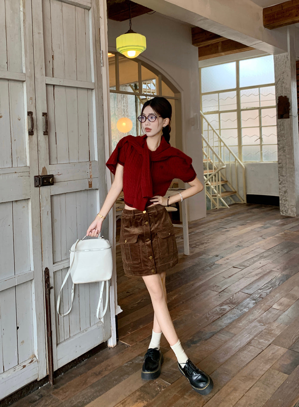 【set】ニットアウター+POLOネックトップス2点セットG22938