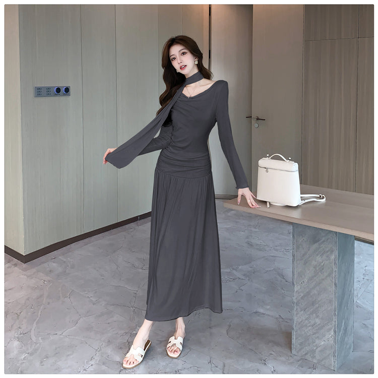 【dress】ギャザー長袖デートワンピースG22952