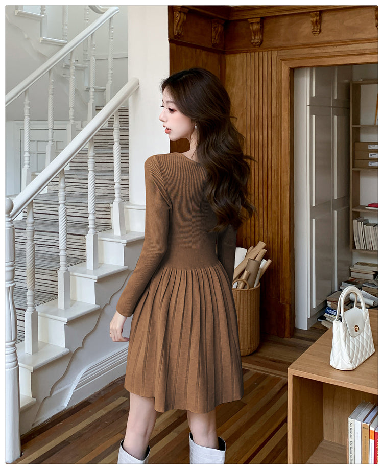 【dress】ラウンドネック長袖ニットワンピースG22955