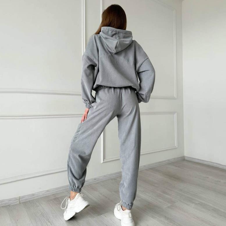 【set】3色フード付きパーカー+カジュアルパンツ2点セットF7975