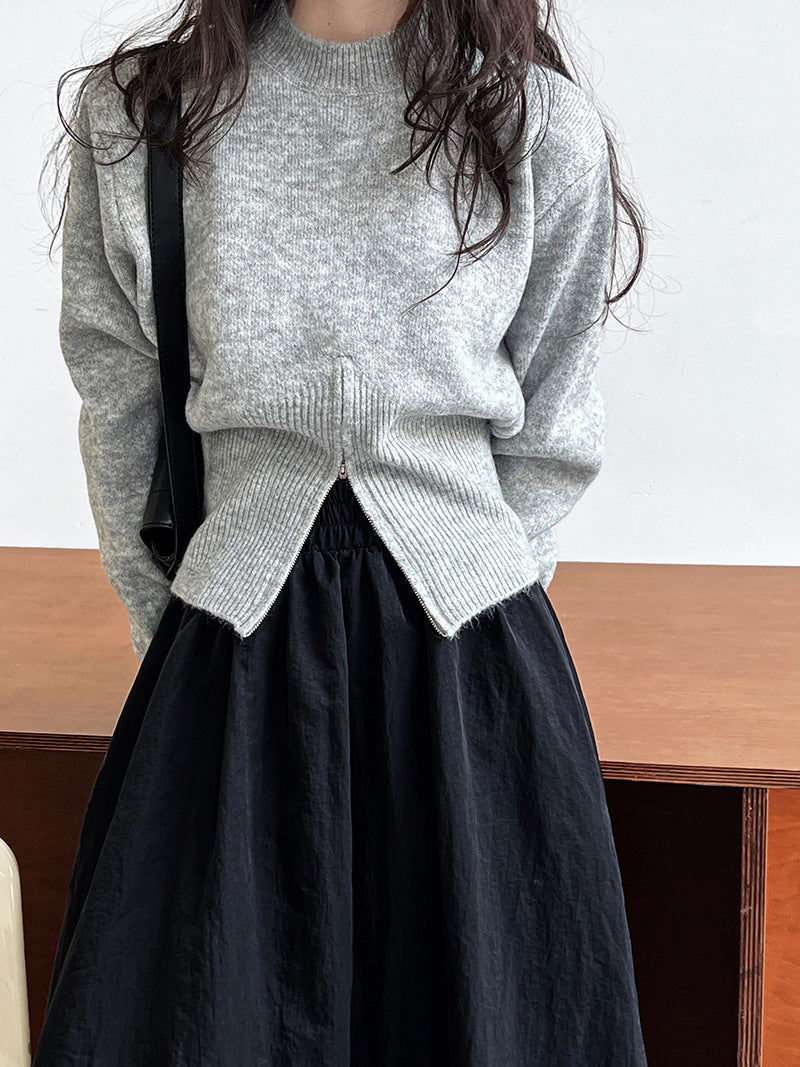 【tops】ファスナー長袖ニットセーターG22998