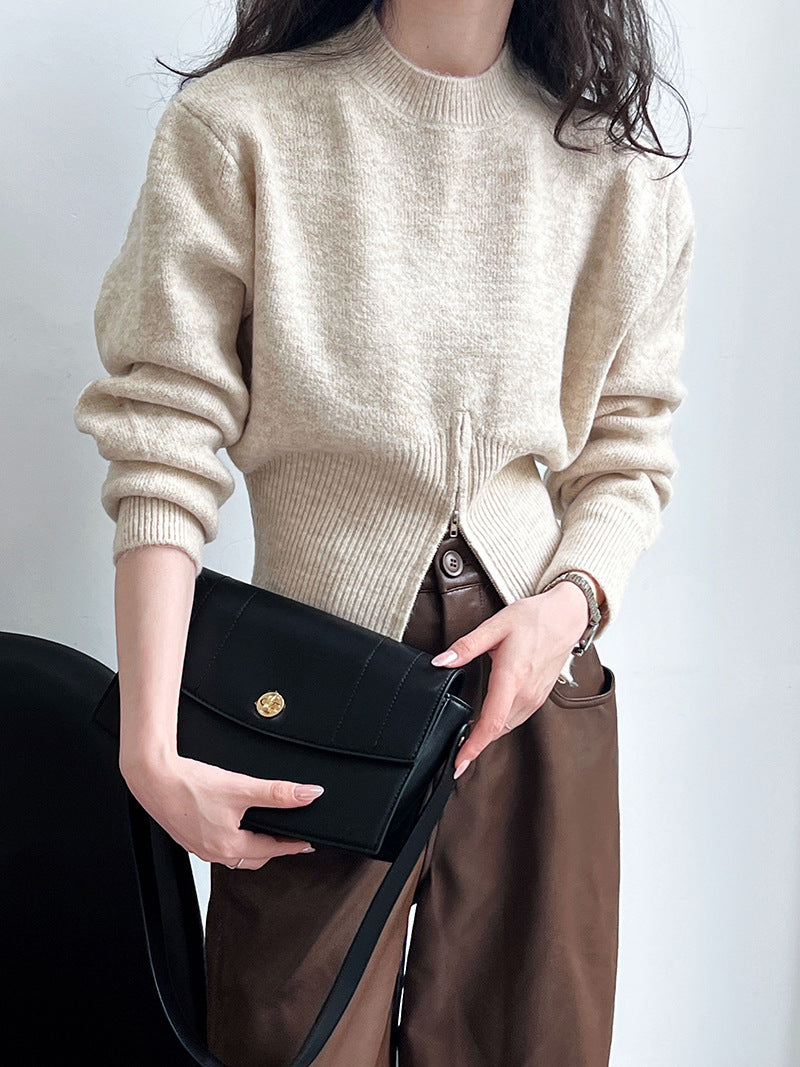 【tops】ファスナー長袖ニットセーターG22998