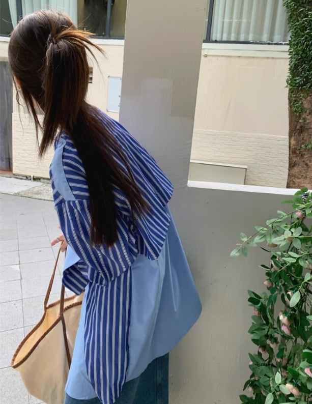 【tops】Vネック偽二つ切り替え長袖シャツG23000