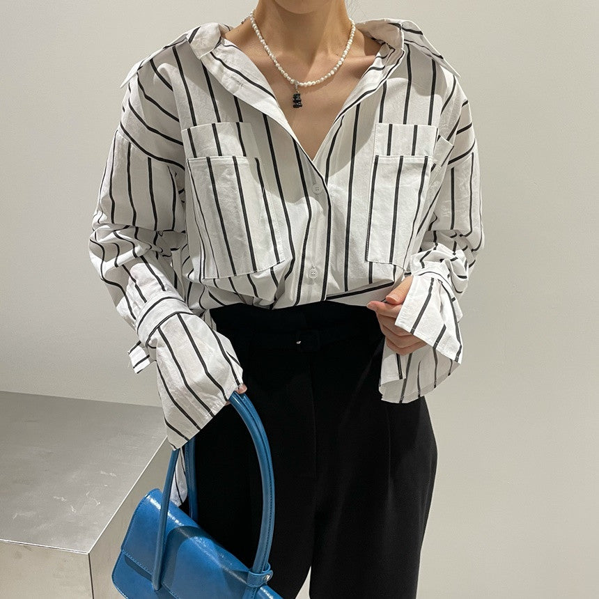 【tops】POLOネック長袖シャツG23009