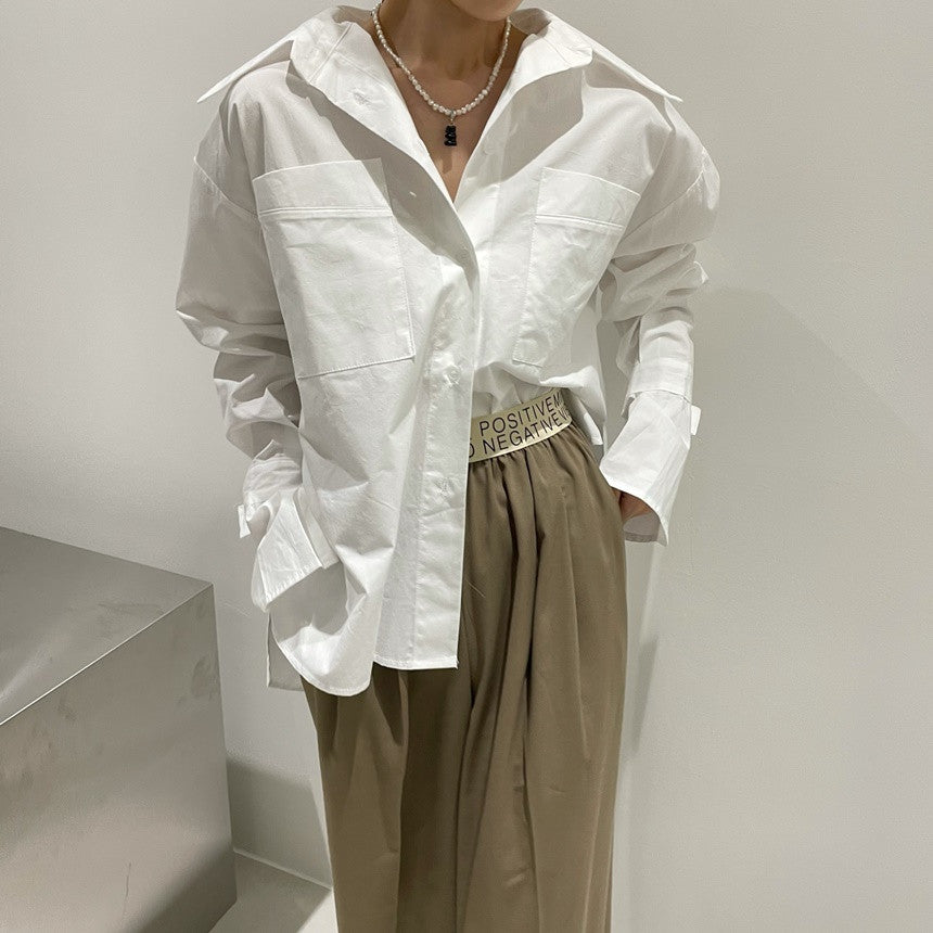 【tops】POLOネック長袖シャツG23009