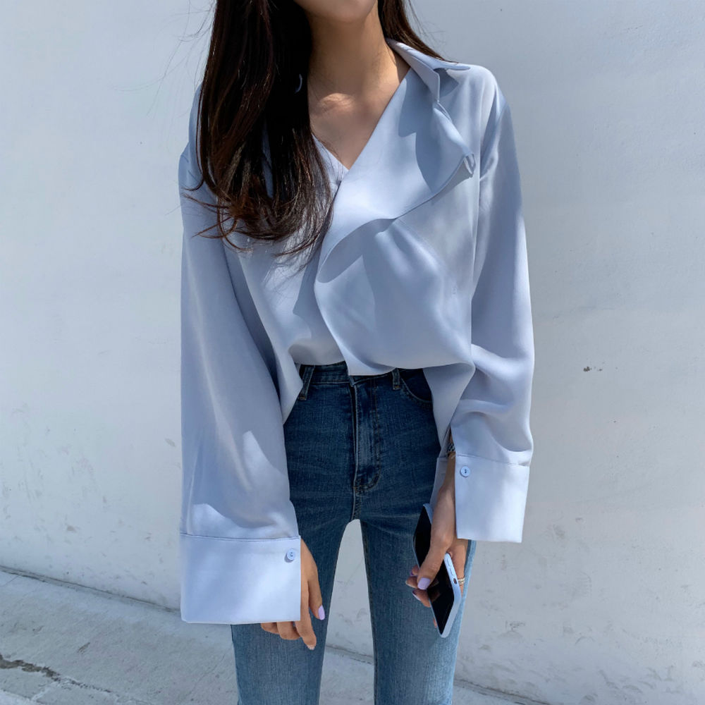 【tops】Vネック長袖シャツG23012