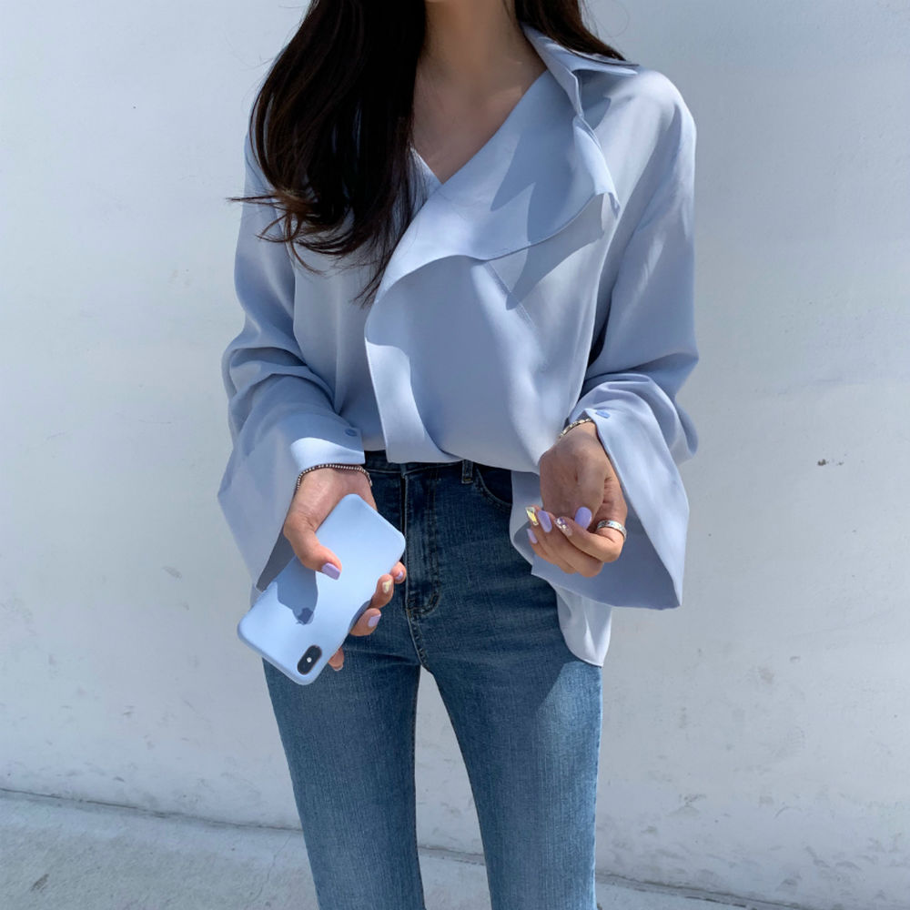 【tops】Vネック長袖シャツG23012