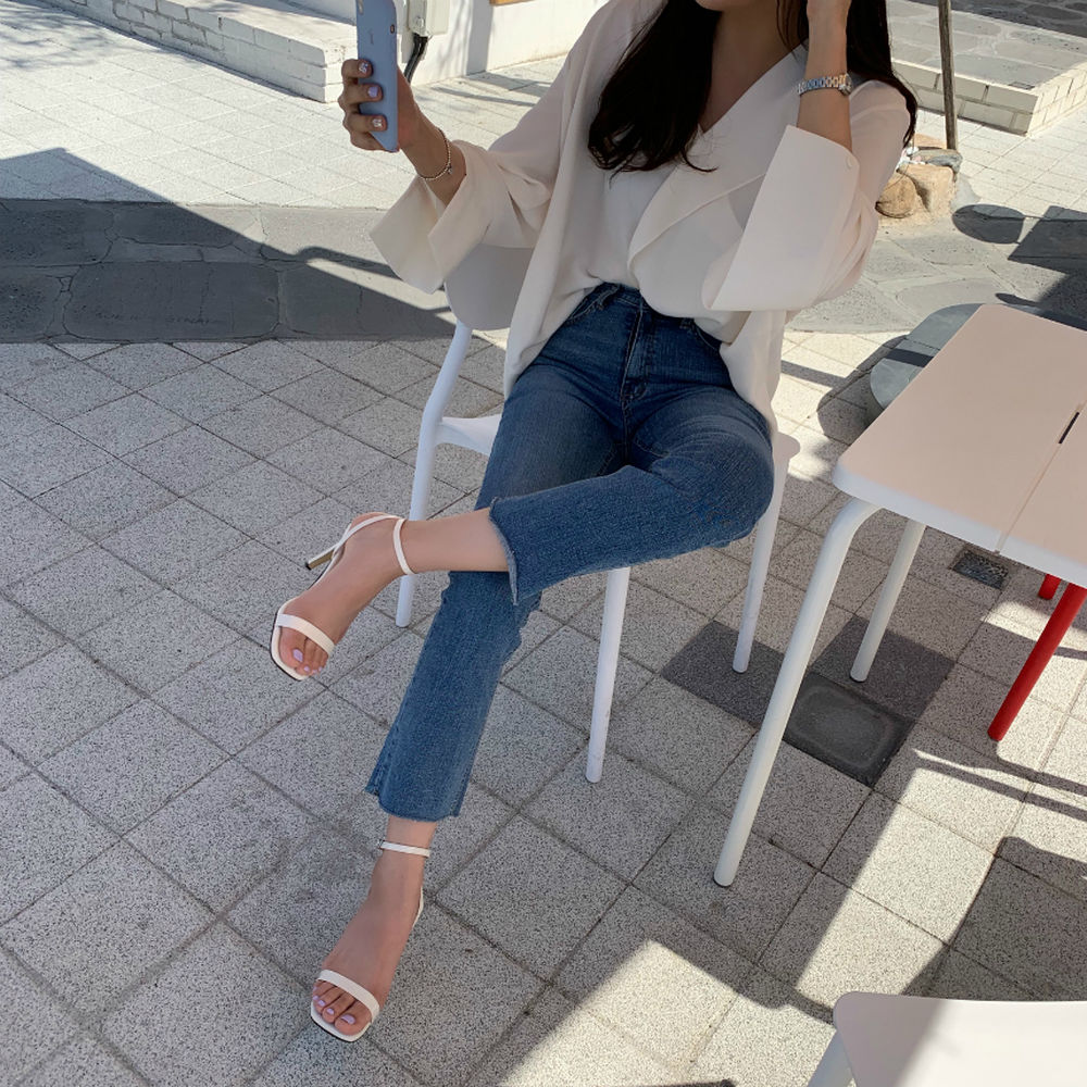 【tops】Vネック長袖シャツG23012