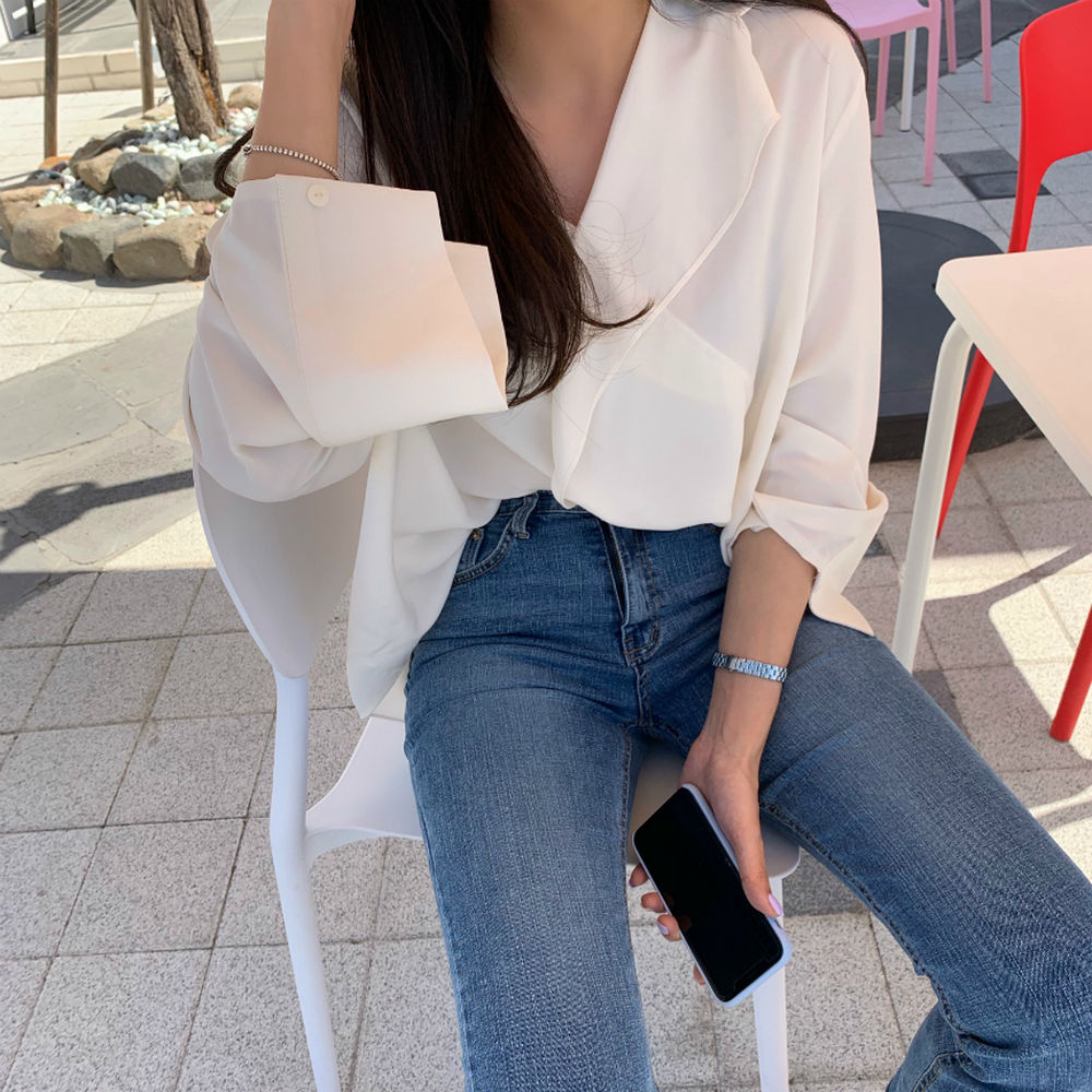 【tops】Vネック長袖シャツG23012