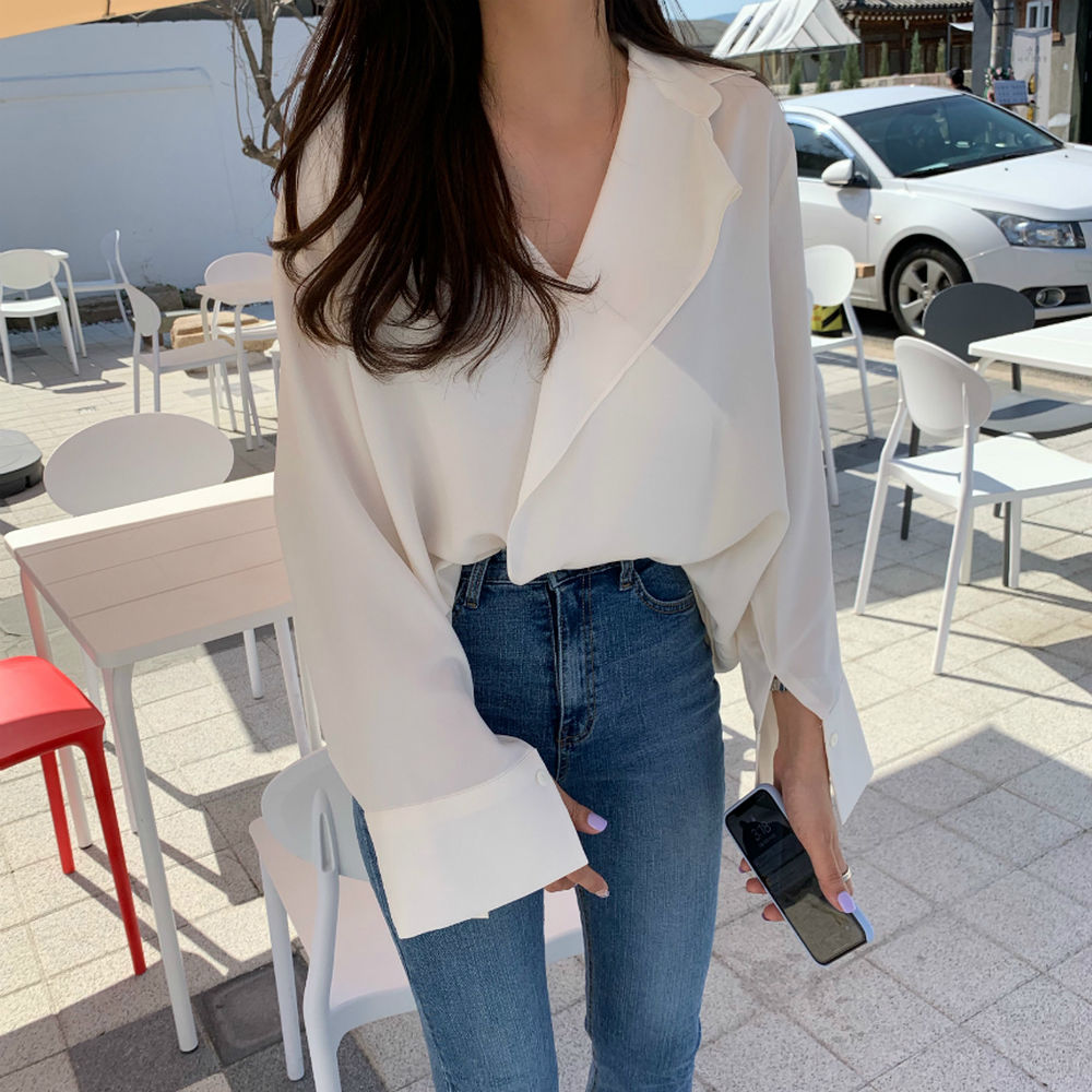 【tops】Vネック長袖シャツG23012
