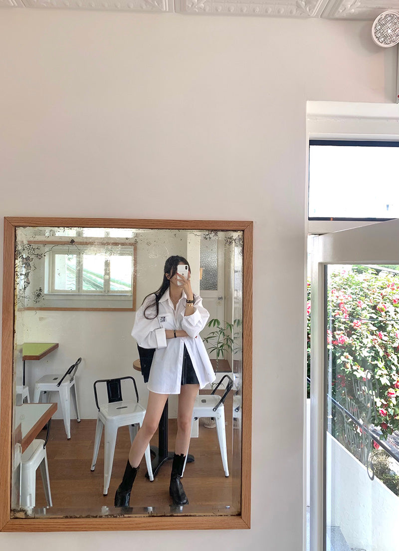 【tops】折り襟デザイン長袖シャツG23015