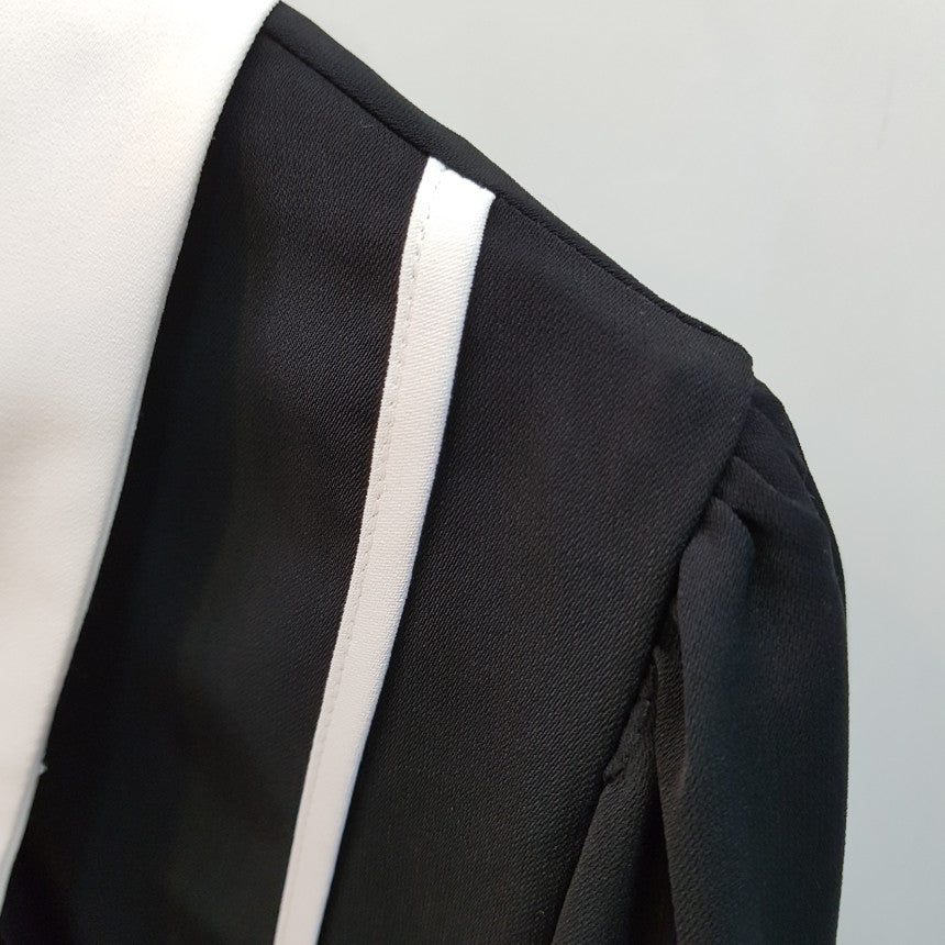 【tops】折り襟リボン長袖シャツG23035