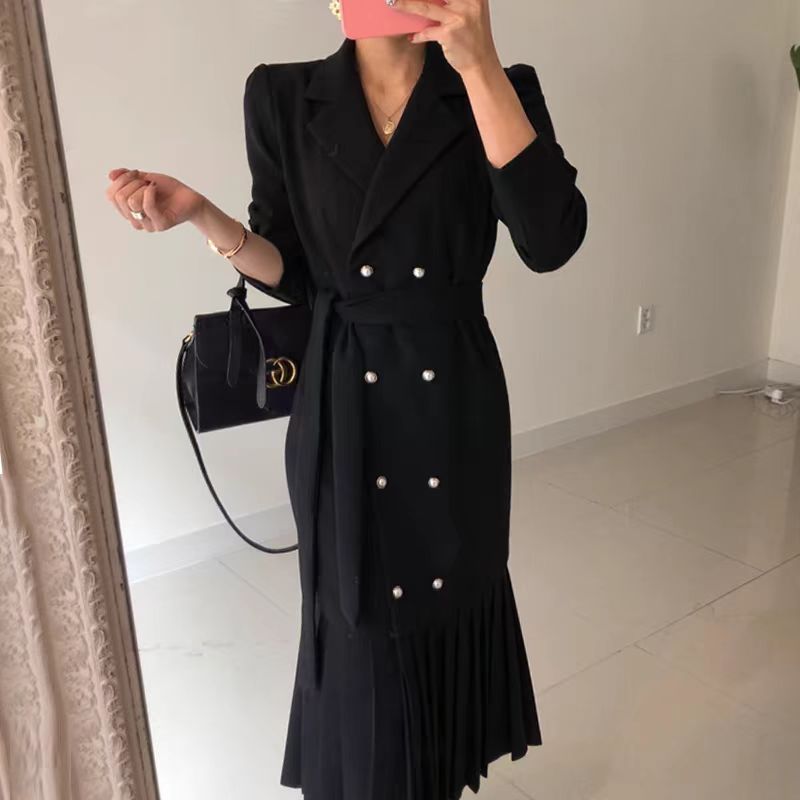【dress】パールボタン長袖ギャザーデートワンピースG23044